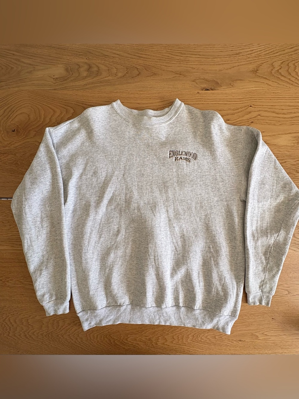 Vintage Hanes Sweatshirt Mens XL Grey Englewood Rams Embroidered USA Fabric
